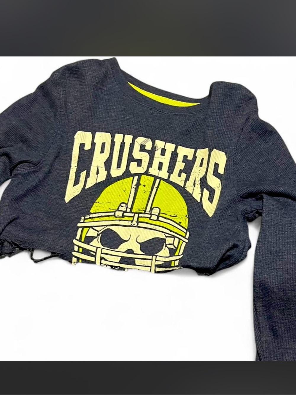 Vintage Arizona Navy Blue Long Sleeve Cropped Thermal Punk Skull Top